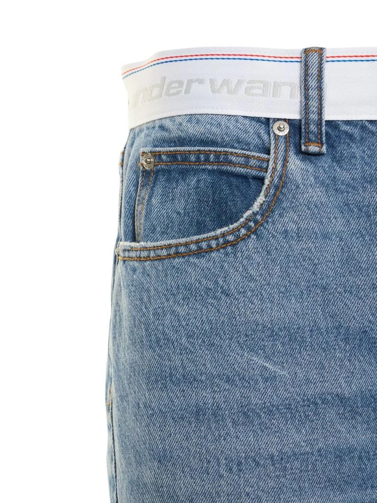 商品Alexander Wang|Logo Webbing Mid Rise Cotton Jeans,价格¥2119,第4张图片详细描述