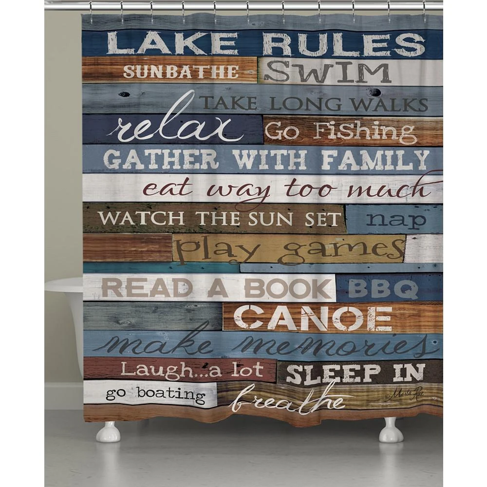 商品Laural Home|Lake Rules Shower Curtain,价格¥1166,第1张图片