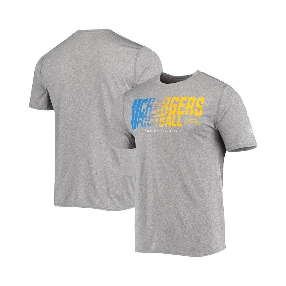 商品New Era|Men's Heathered Gray Los Angeles Chargers Combine Authentic Game On T-shirt,价格¥225,第1张图片