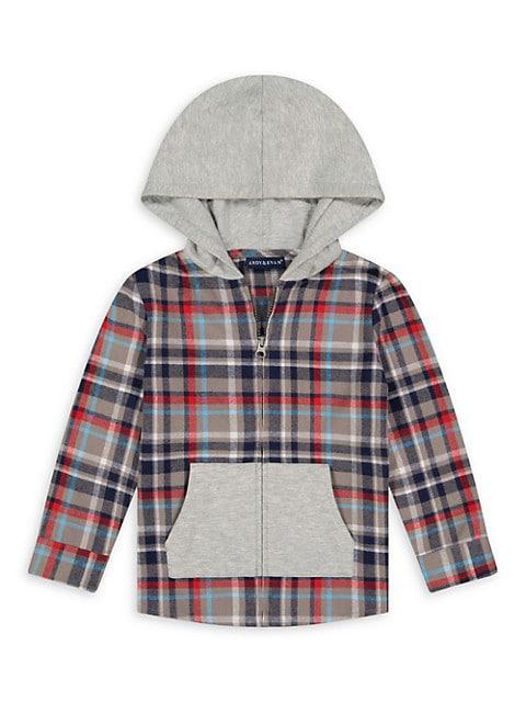Little Boy's & Boy's Hooded Plaid Flannel Shirt商品第1张图片规格展示