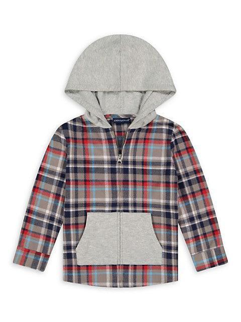 商品Andy & Evan|Little Boy's & Boy's Hooded Plaid Flannel Shirt,价格¥389,第1张图片