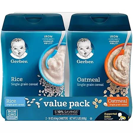 商品Gerber|婴儿辅食米糊 (16 oz.2罐装),价格¥78,第1张图片