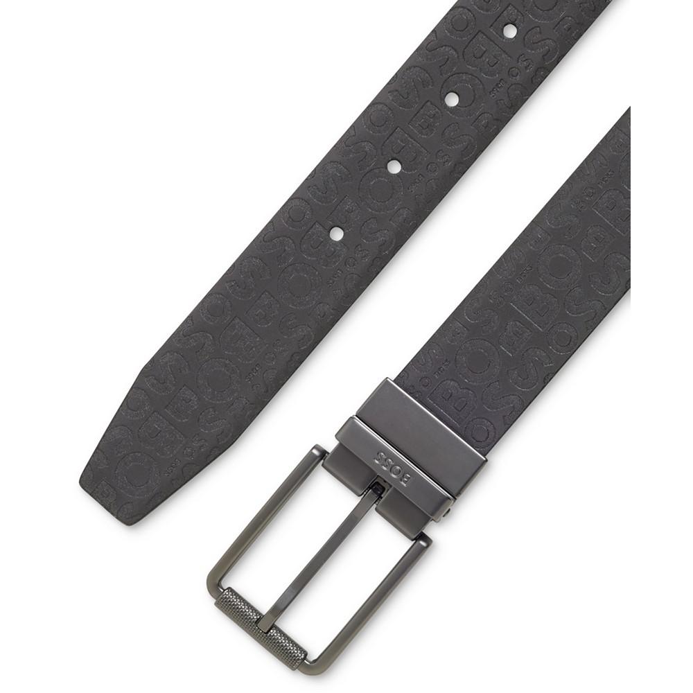 Men's Embossed Logo Leather Belt商品第3张图片规格展示
