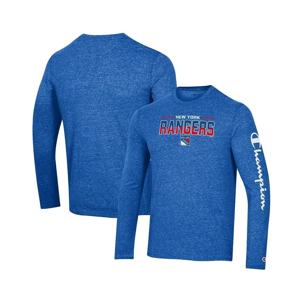 商品CHAMPION|Men's Heather Royal New York Rangers Tri-Blend Long Sleeve T-shirt,价格¥236,第1张图片