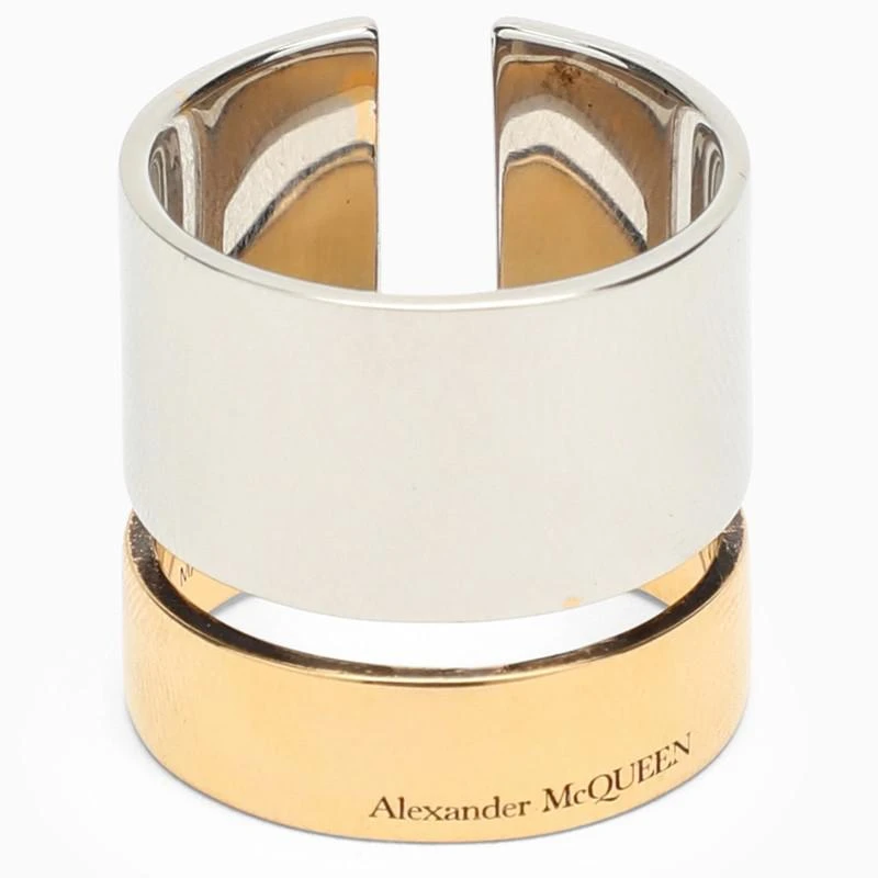 商品Alexander McQueen|Silver and gold ring with logo,价格¥1081,第1张图片