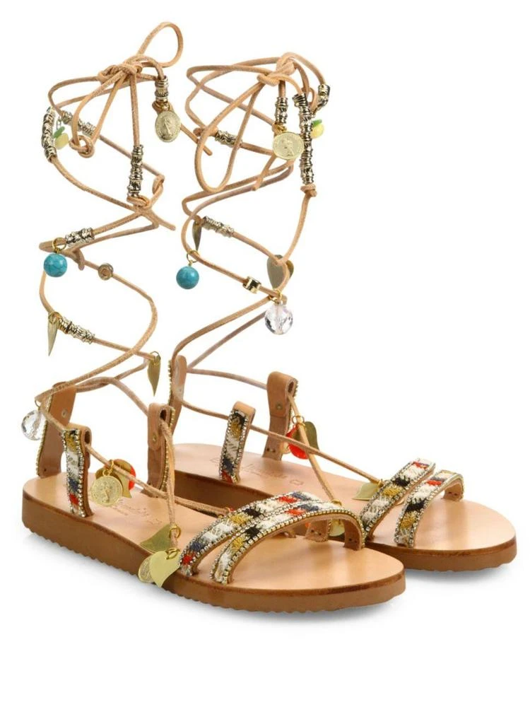 商品Elina Linardaki|Stardust Embellished Leather Mid-Wrap Sandals,价格¥688,第1张图片