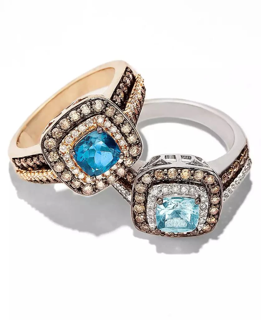 商品Le Vian|Aquamarine (3/4 ct. t.w.) and Chocolate Diamonds® (3/4 ct. t.w.) in 14k White Gold,价格¥13991,第3张图片详细描述