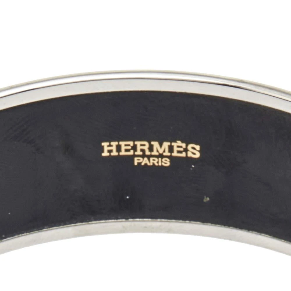 Hermès White Grand Apparat Enamel Palladium Plated Wide Bangle Bracelet M 商品