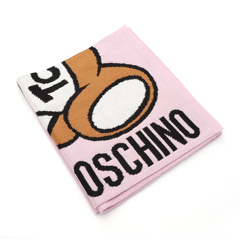 MOSCHINO/莫斯奇诺 男女同款 粉色小熊图案羊毛围巾30673M2556 008 商品