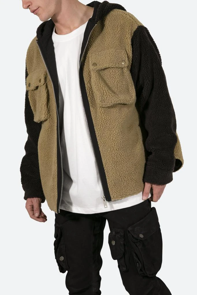 Two Tone Sherpa Zip Up Hoodie - Brown 商品