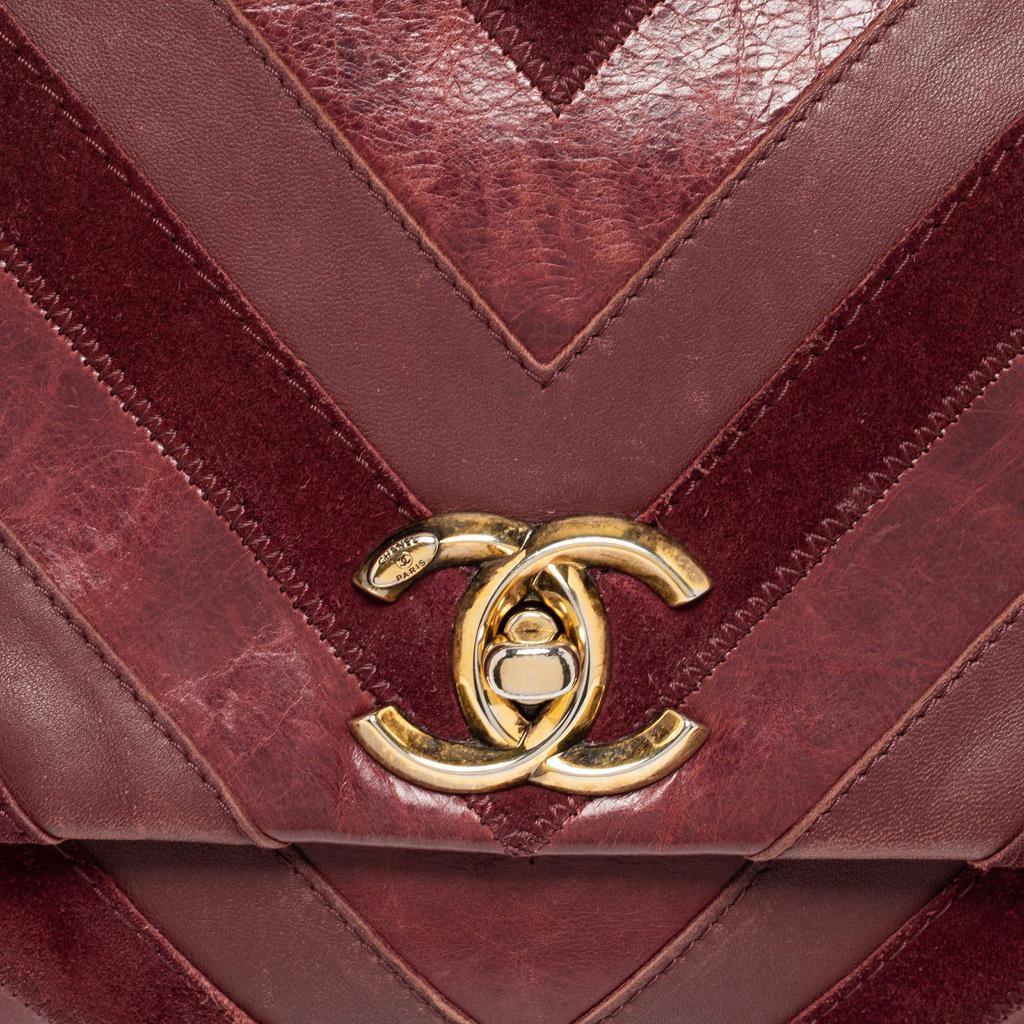 商品[二手商品] Chanel|Chanel Burgundy Leather and Suede Jumbo Surpique Flap Bag,价格¥18608,第7张图片详细描述