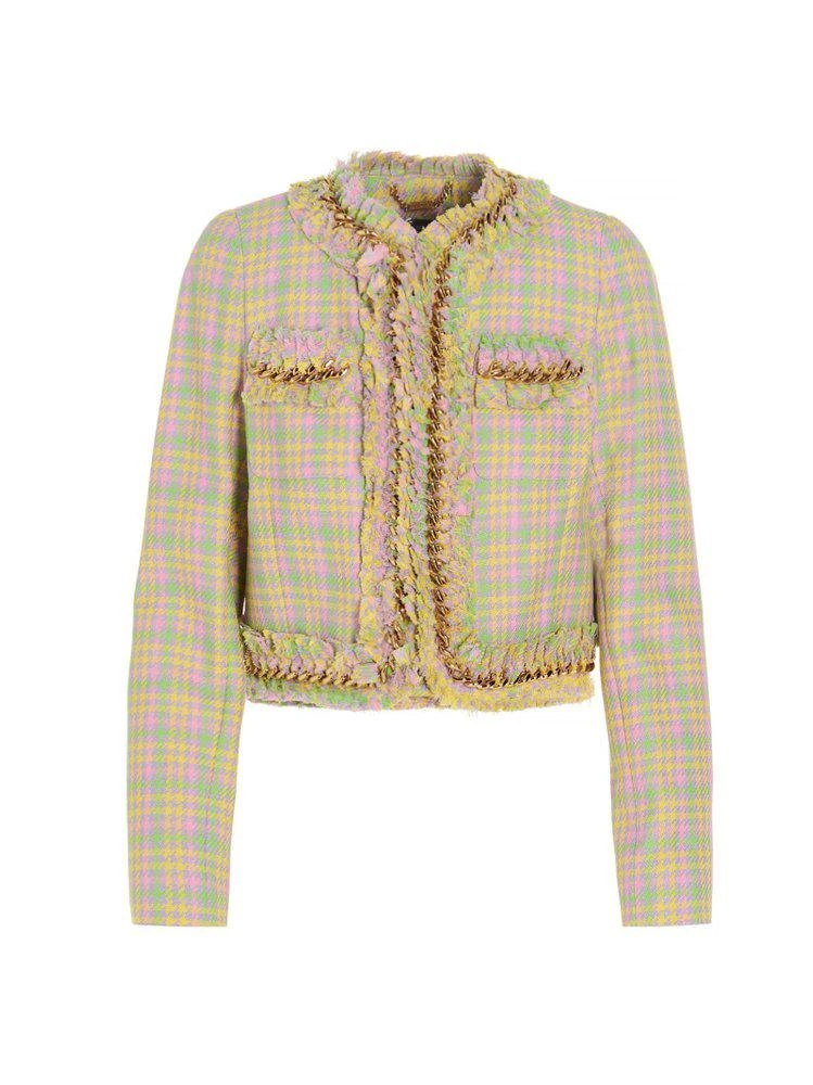 商品Versace|Versace Ruffled Chain Link Tweed Jacket,价格¥13216,第1张图片