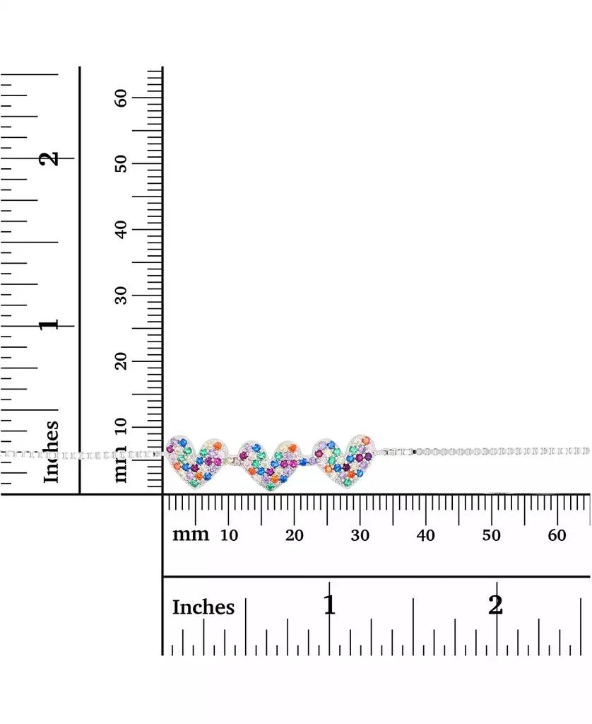 商品Macy's|Rainbow Cubic Zirconia Pavé Triple Heart Bolo Bracelet in Sterling Silver (Also in 14k Gold Over Silver),价格¥150,第3张图片详细描述