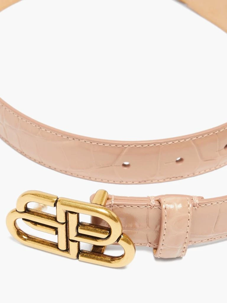 商品Balenciaga|BB-logo crocodile-effect leather belt,价格¥3180,第2张图片详细描述
