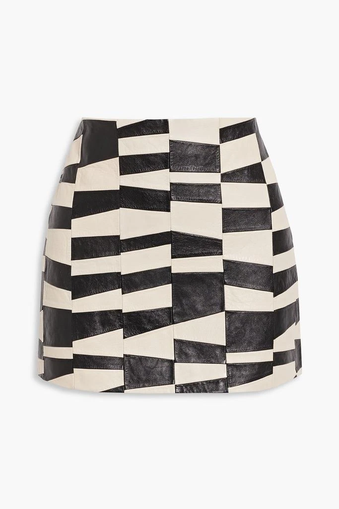 商品Yves Saint Laurent|Two-tone leather mini skirt,价格¥10085,第1张图片