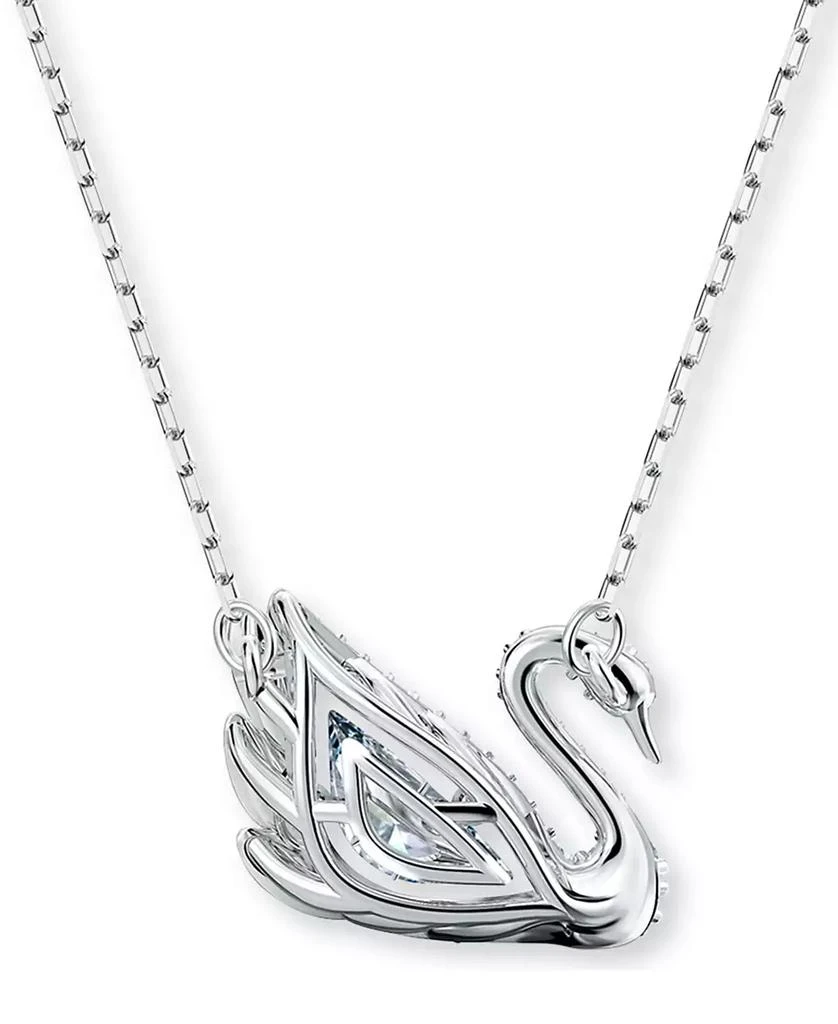 商品Swarovski|Silver-Tone Dancing Swan Crystal Pendant Necklace, 15" + 2" extender,价格¥1488,第3张图片详细描述