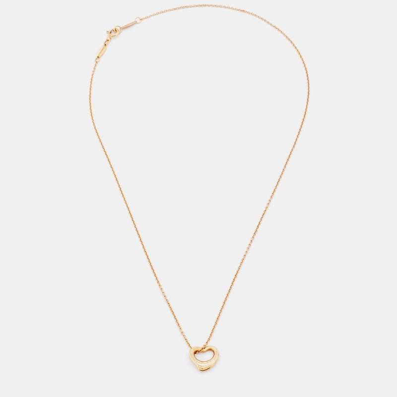 Tiffany and Co. Elsa Peretti Open Heart 18k Rose Gold Pendant Necklace商品第2张图片规格展示