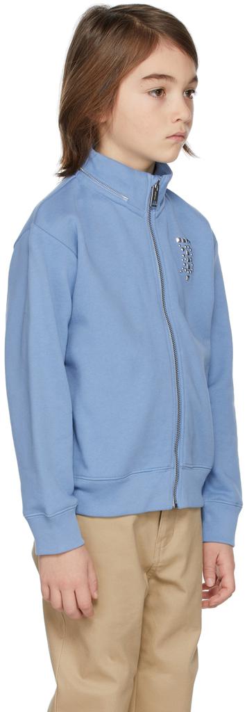 Kids Blue Detachable Hood Studded Monogram Hoodie商品第5张图片规格展示