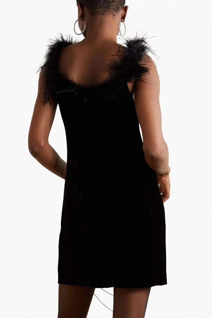 商品Rixo|Lena feather-trimmed velvet mini dress,价格¥1325,第3张图片详细描述