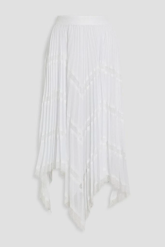 商品Alice + Olivia|Katz lace-trimmed plissé-chiffon midi skirt,价格¥2328,第3张图片详细描述