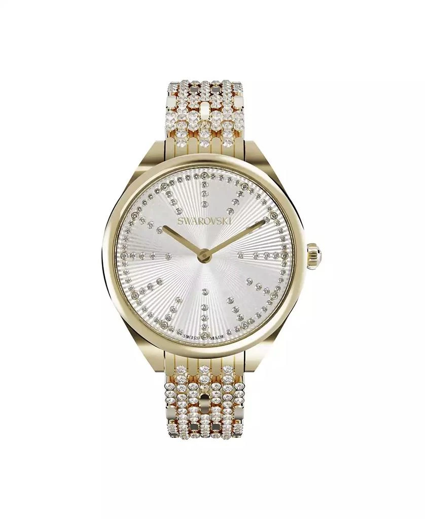 商品Swarovski|Women's Attract Watch Champagne Gold-Tone and Champagne White Physical Vapor Deposition Stainless Steel Bracelet Watch 36 mm x 30 mm,价格¥2249,第1张图片