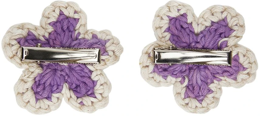 商品Misha & Puff|Kids Purple & White Medium Flower Hair Clip Set,价格¥136,第2张图片详细描述