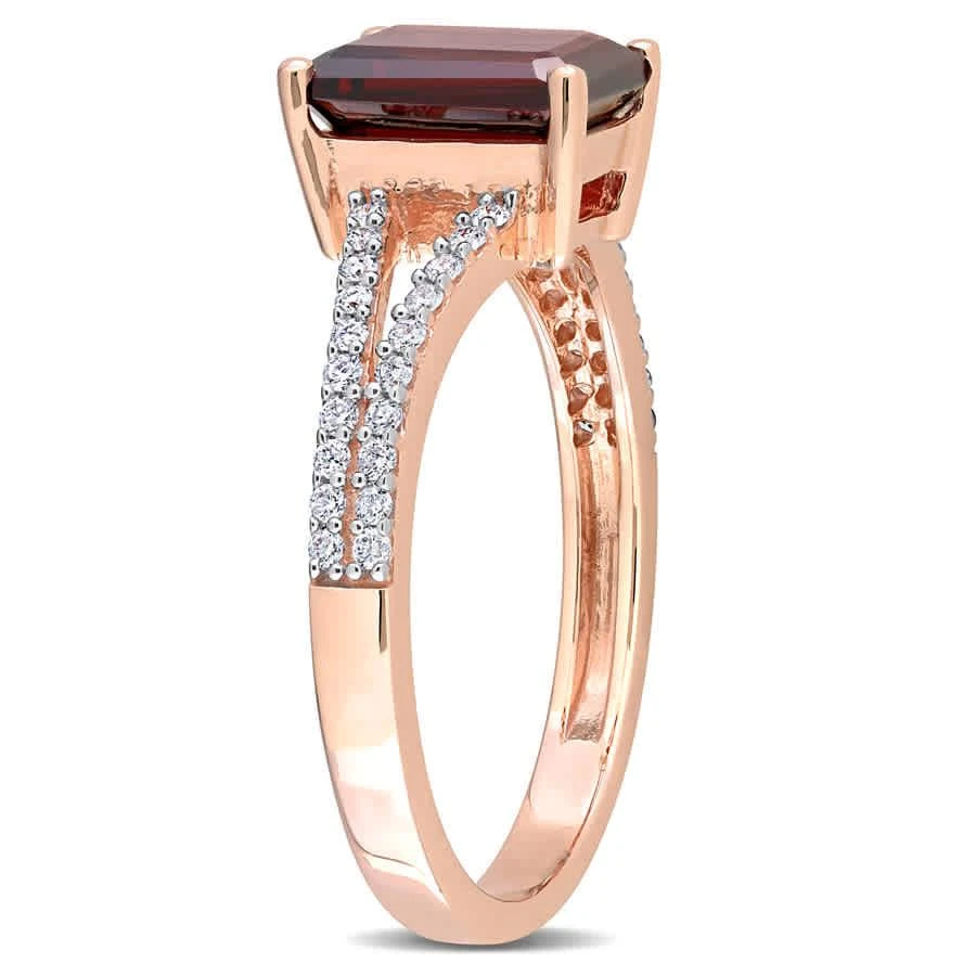 商品Amour|14k Rose Gold 2 1/8 CT TGW Octagon Garnet and 1/5 CT TDW Diamond Split Shank Ring,价格¥4500,第2张图片详细描述