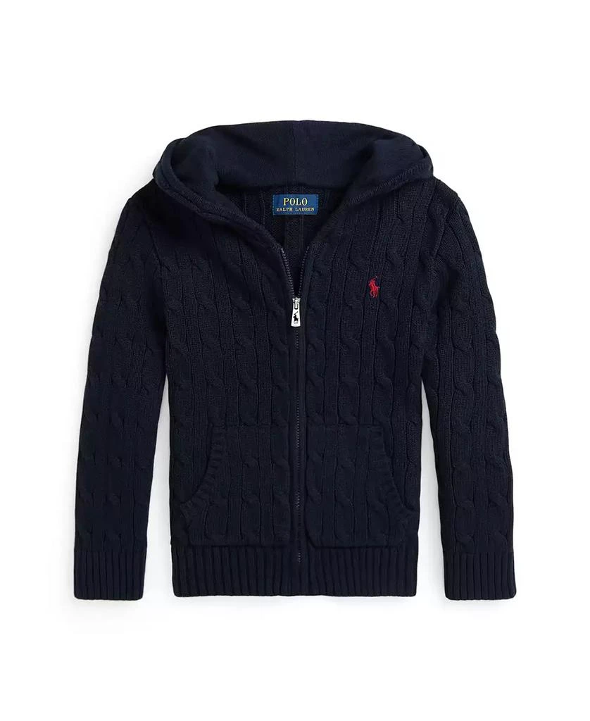 商品Ralph Lauren|Toddler and Little Boys Cable Cotton Hooded Full-Zip Sweater,价格¥442,第4张图片详细描述