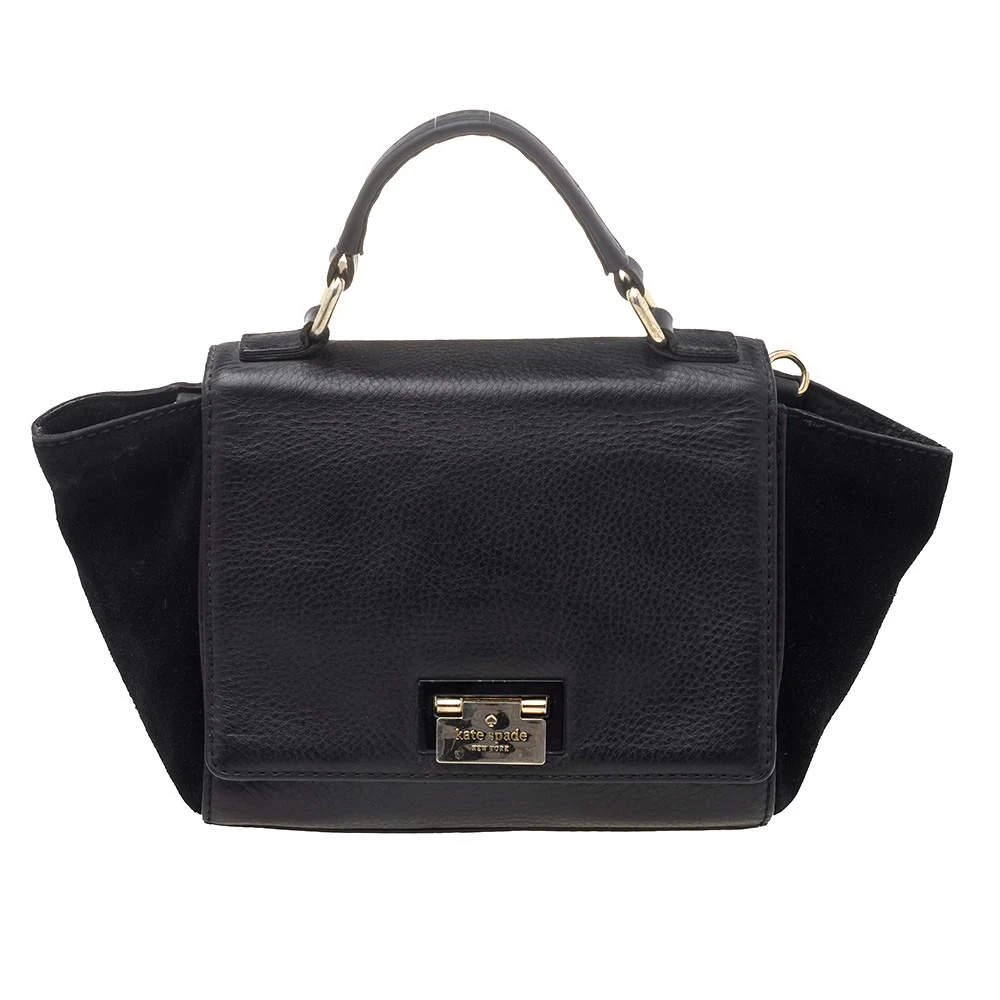 商品[二手商品] Kate Spade|Kate Spade Black Leather And Suede Magnolia Park Top Handle Bag,价格¥1053,第1张图片