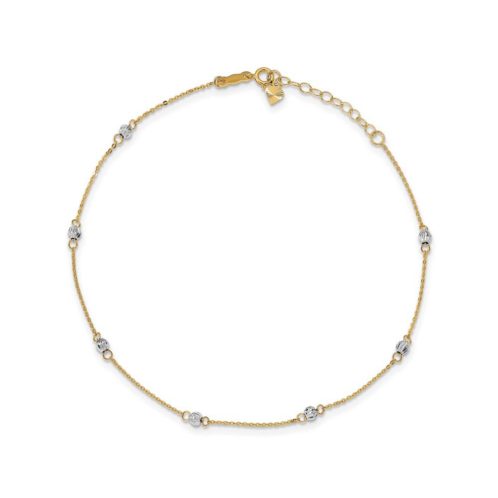 Bead Anklet in 14k Yellow and White Gold商品第1张图片规格展示