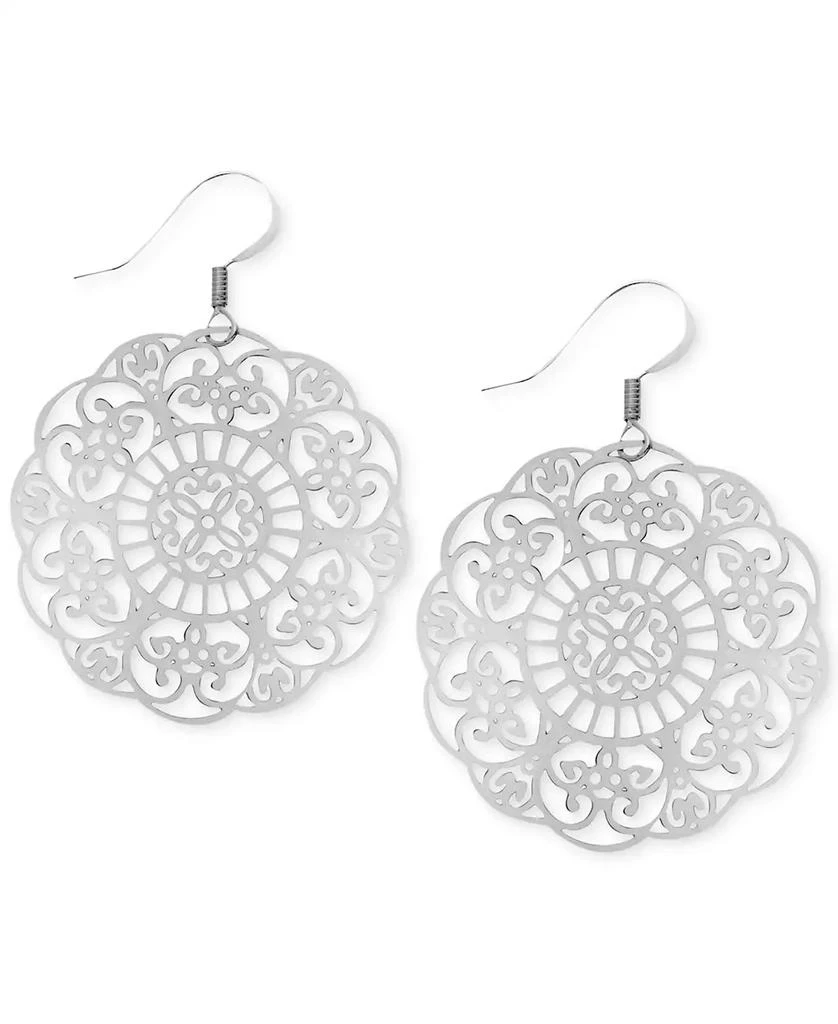 商品Essentials|Filigree Disc Drop Earrings in Silver Plated,价格¥105,第1张图片