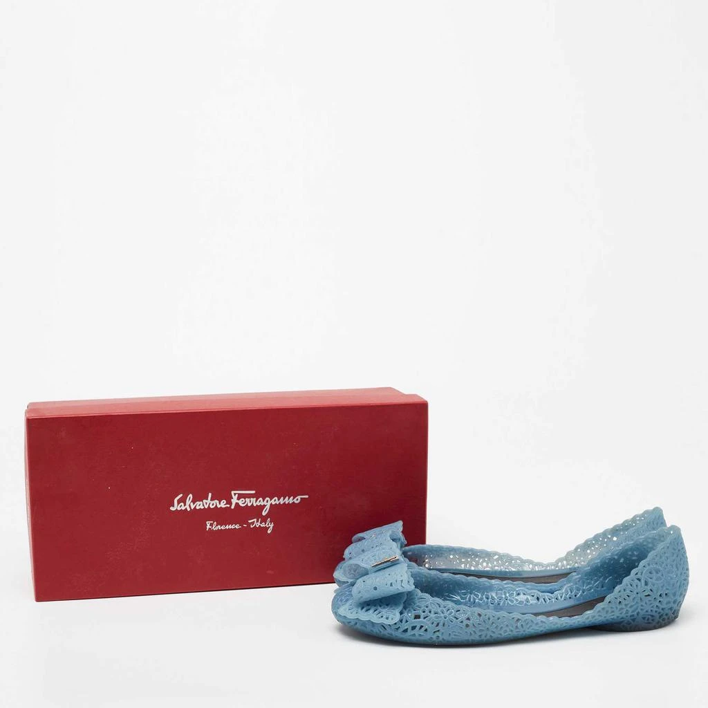 Salvatore Ferragamo Blue Nilly Jelly Bow Ballet Flats Size 39.5 商品