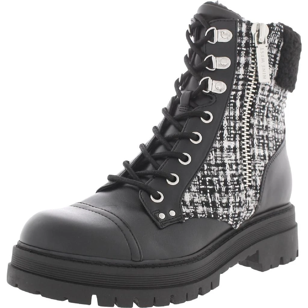 商品Nine West|Nine West Womens Faux Leather Block Heel Combat & Lace-up Boots,价格¥119,第1张图片