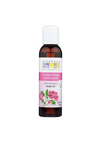 商品Aura Cacia|Cacia Aromatherapy Body Oil Comforting Geranium   4 Fl Oz,价格¥117,第1张图片