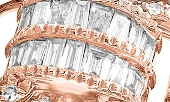 14K Rose Gold Baguette Cut Diamond Scalloped Band Ring - 0.80 ctw 商品