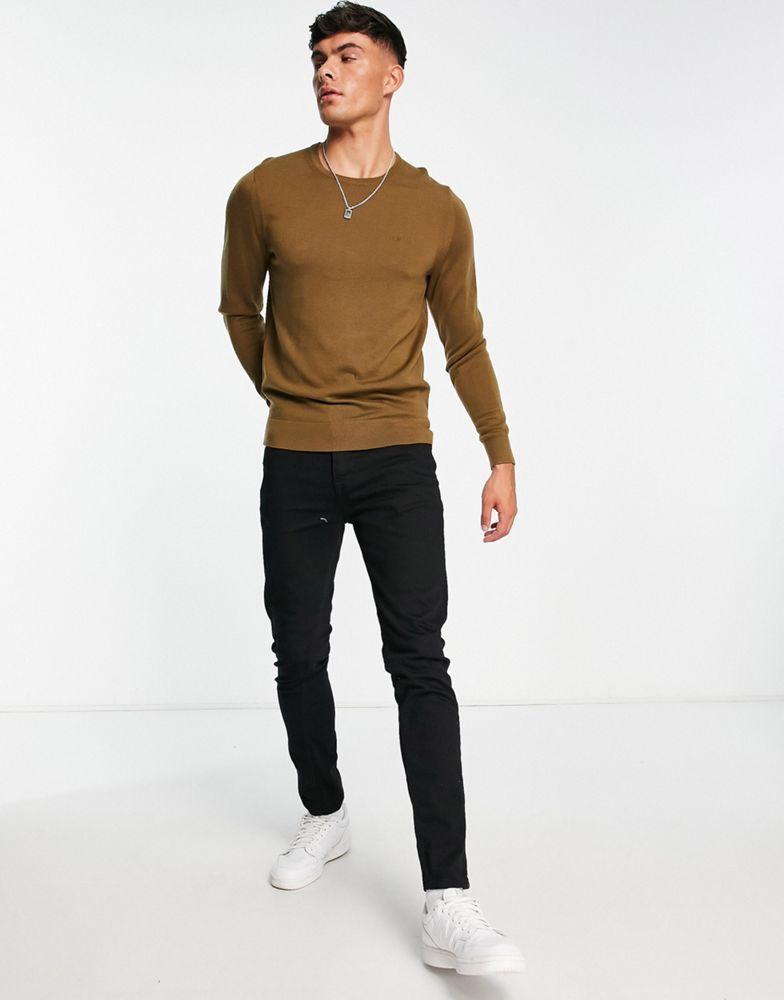 Calvin Klein superior wool knit jumper in brown商品第2张图片规格展示