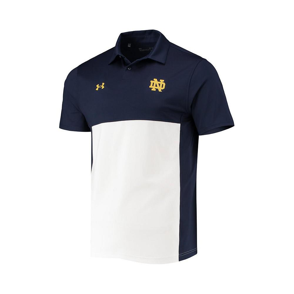 Men's Navy, White Notre Dame Fighting Irish 2022 Blocked Coaches Performance Polo Shirt商品第3张图片规格展示