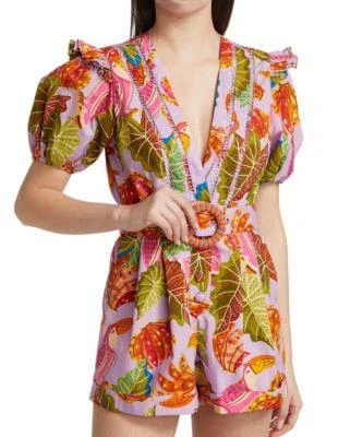 商品Farm Rio|Beaks & Bananas Ruffle Belted Romper,价格¥791,第1张图片