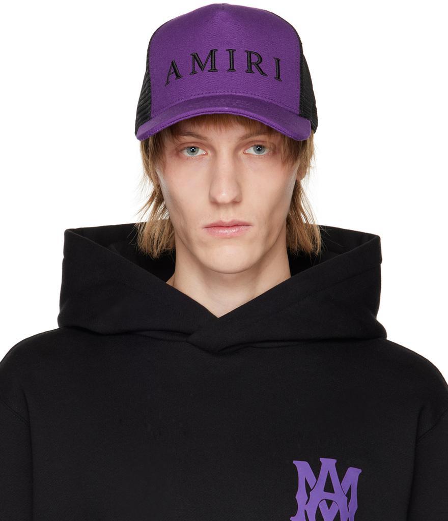商品AMIRI|Purple & Black Emrboidered Trucker Cap,价格¥2710,第1张图片