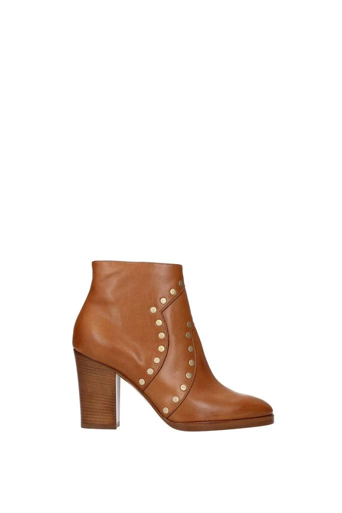 商品Celine|Ankle boots Leather Brown Tan,价格¥3629,第1张图片