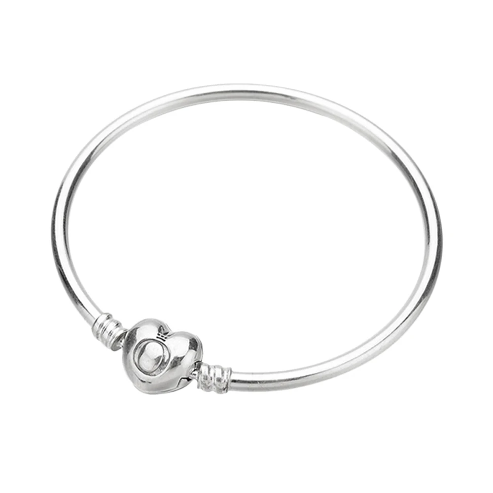 商品PANDORA|PANDORA 潘多拉 Moments标志心形链扣925银手镯 596268,价格¥322,第1张图片