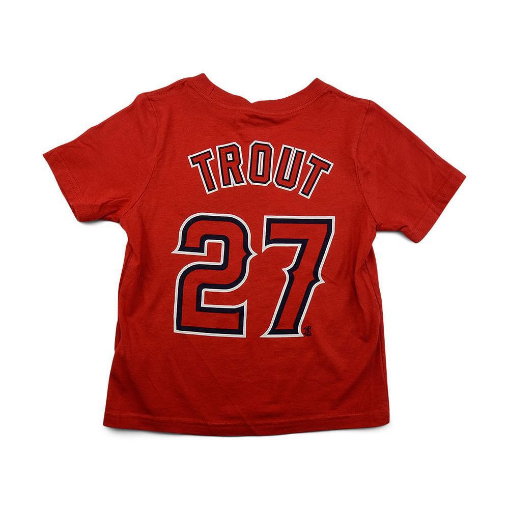 商品NIKE|Los Angeles Angels Mike Trout Toddler Name and Number Player T-Shirt,价格¥167,第1张图片