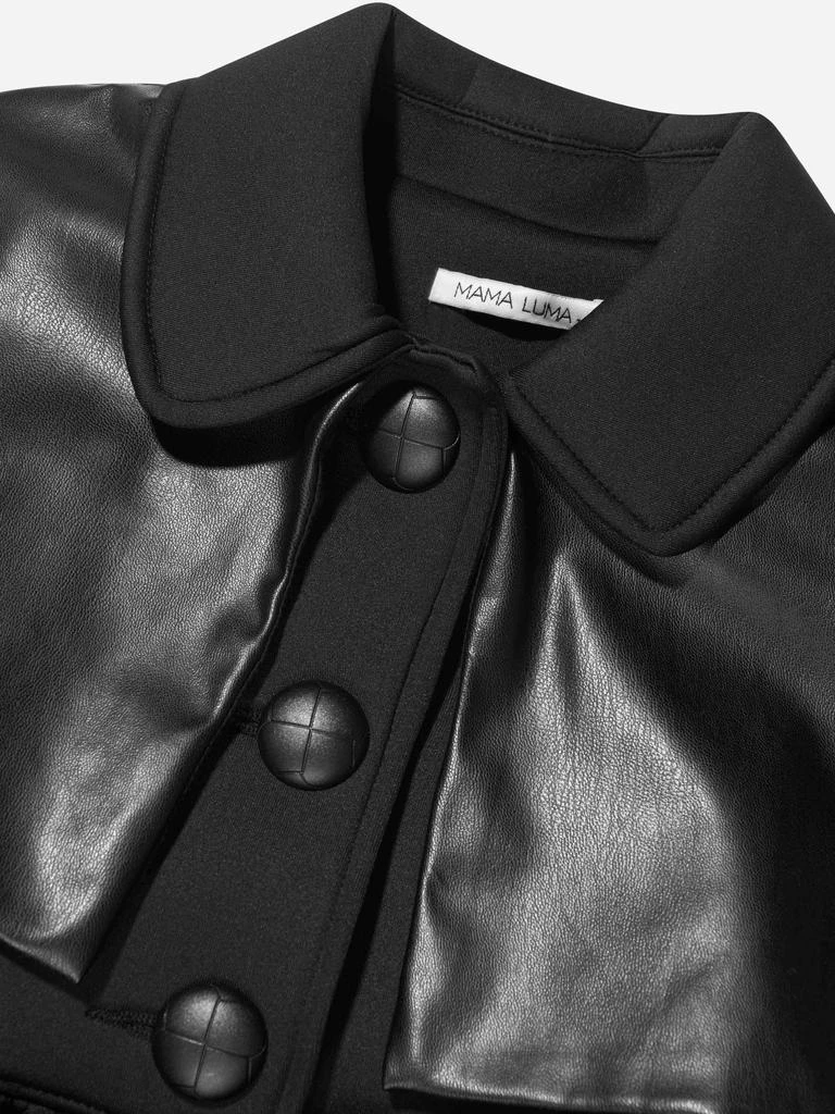 商品Mama Luma|Mama Luma Black Girlst Faux Leather Detail Belted Coat,价格¥1056,第3张图片详细描述