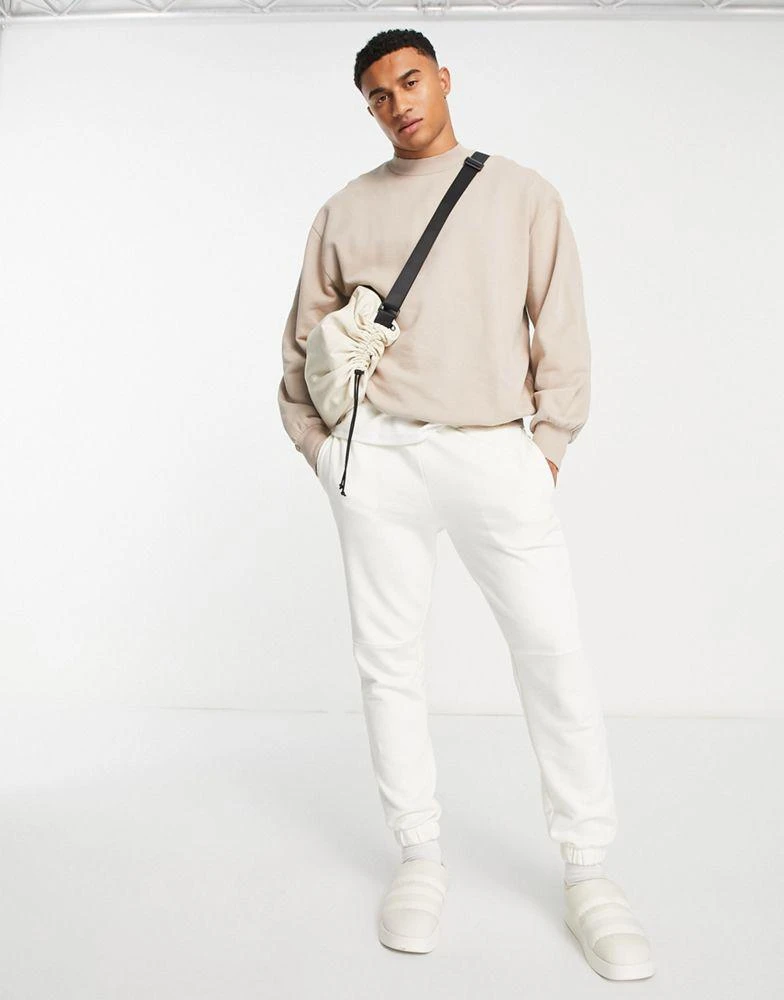 商品ASOS|ASOS DESIGN super oversized sweatshirt with nibbled hem and cuff in beige,价格¥119,第4张图片详细描述