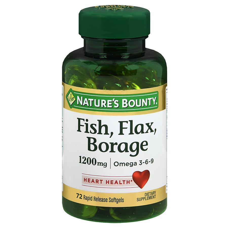 商品Nature's Bounty|Fish, Flax, Borage 1200 mg Dietary Supplement Softgels,价格¥108,第1张图片