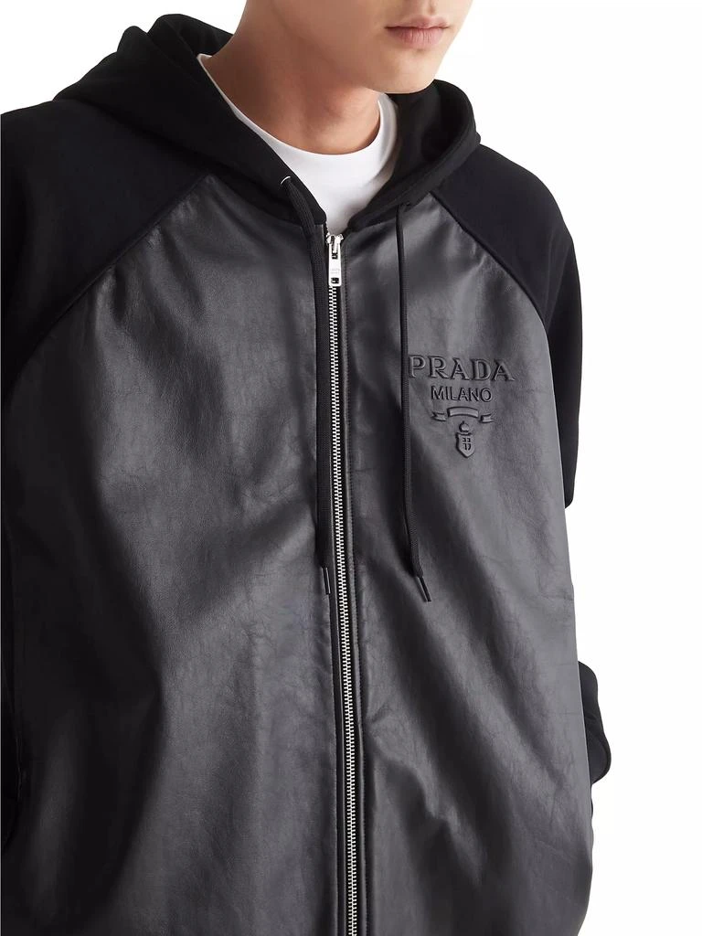 商品Prada|Technical Fleece and Leather Hoodie Jacket,价格¥27721,第4张图片详细描述