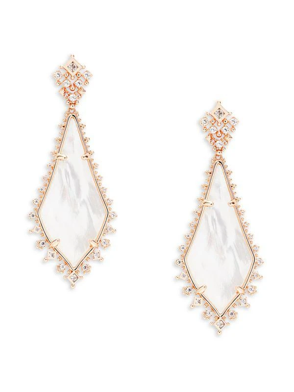 商品Kendra Scott|Martha Rose Goldplated, Cubic Zirconia & Mother Of Pearl Drop Earrings,价格¥552,第1张图片