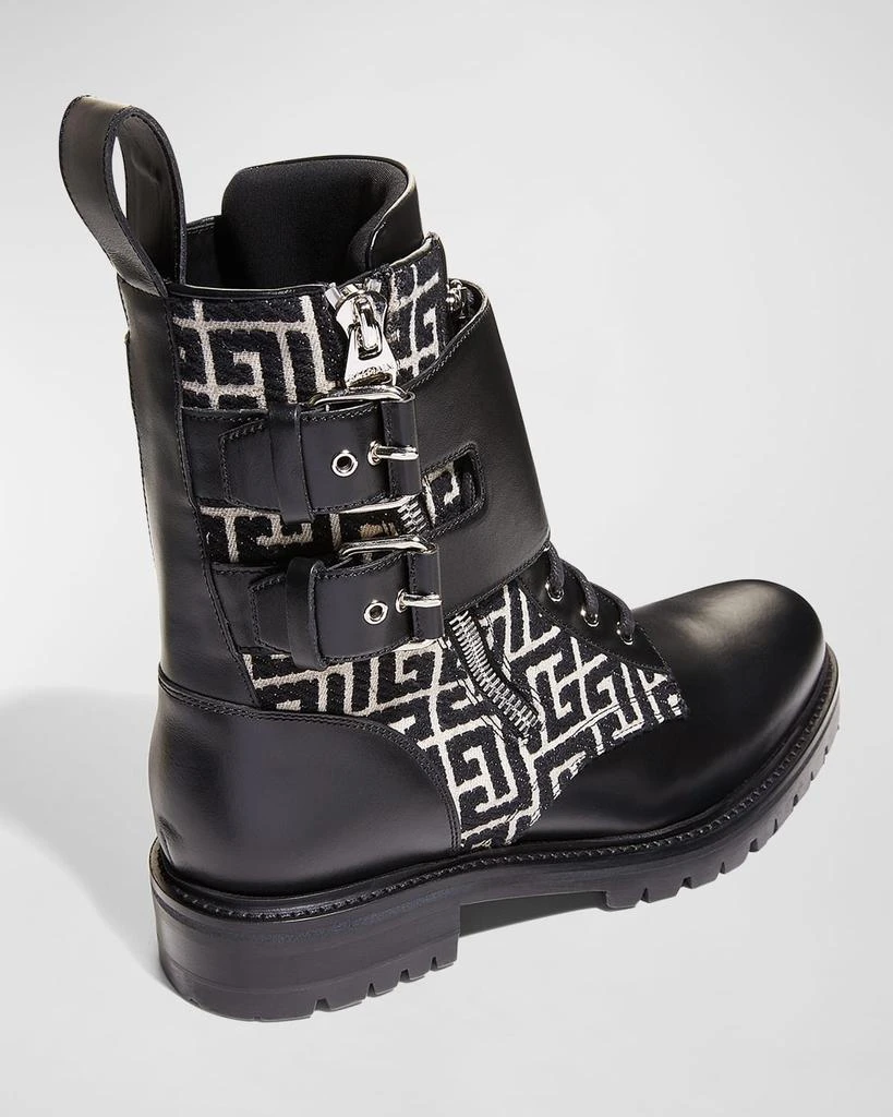 商品Balmain|Men's Ranger Monogram Jacquard Combat Boots,价格¥6481,第3张图片详细描述