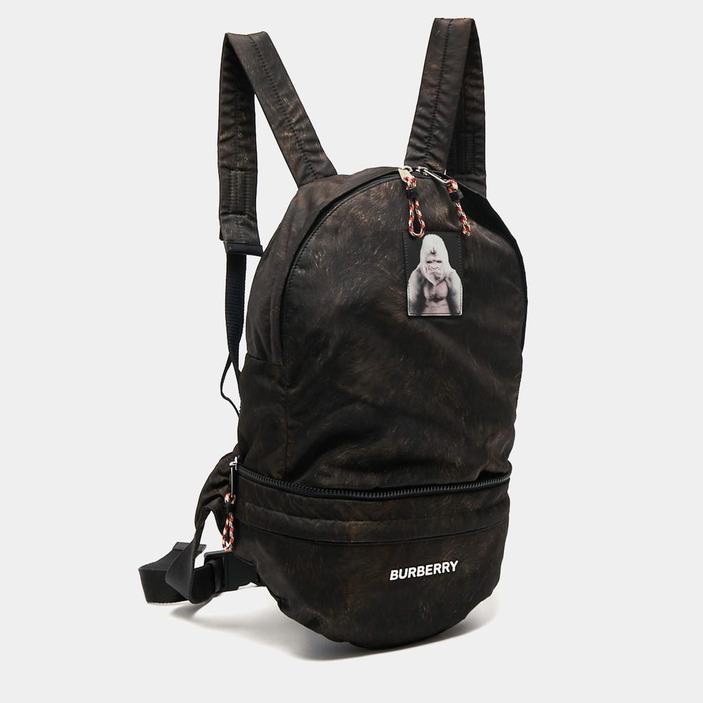 Burberry Brown/Black Ape Print Nylon Convertible Backpack商品第3张图片规格展示