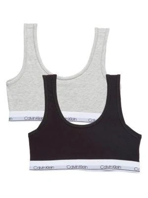 商品Calvin Klein|Girl's 2-Pack Stretch Cotton Sports Bras,价格¥97,第1张图片